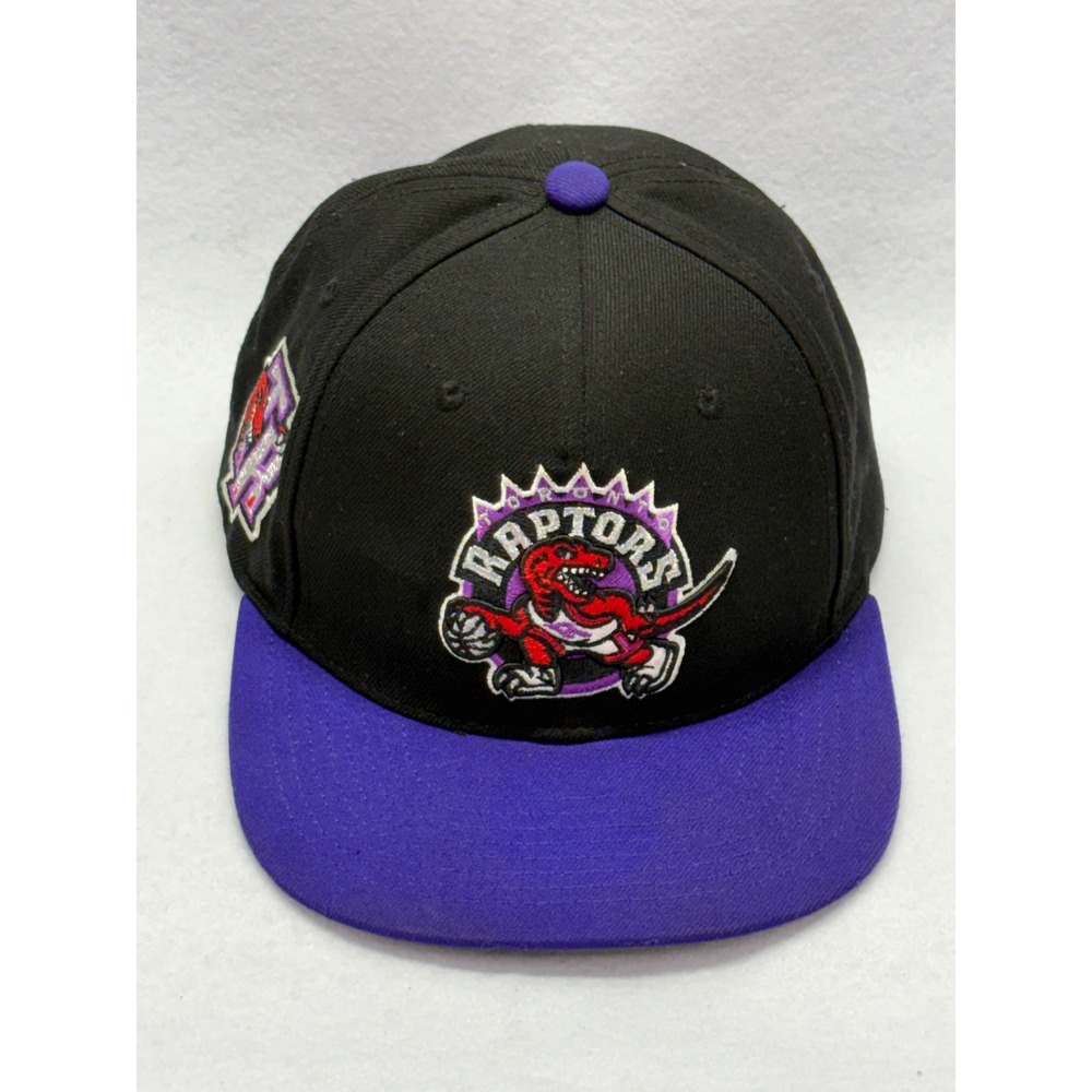 Mitchell & Ness Toronto Raptors Snapback Hat Black Purple Vintage Logo NBA Cap